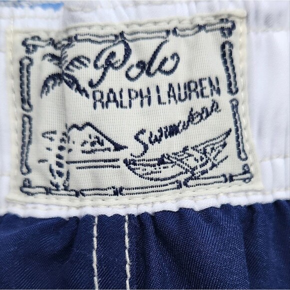 Ralph Lauren Authentic Kids Navy Light Blue Lined Striped Shorts Size 18 Months - Picture 2 of 8
